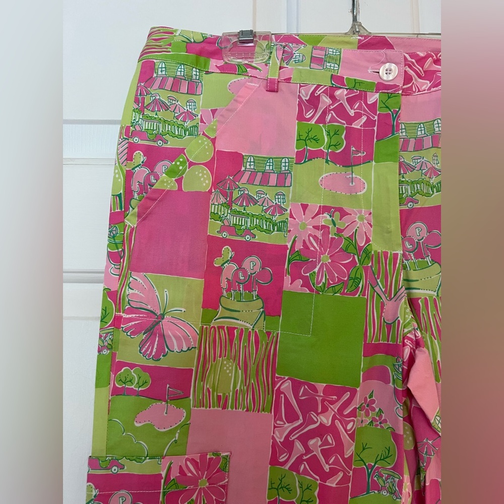 Lilly Pulitzer Vintage White Label Golf Print Patchwork Pants EUC Size 10 - Picture 4 of 10